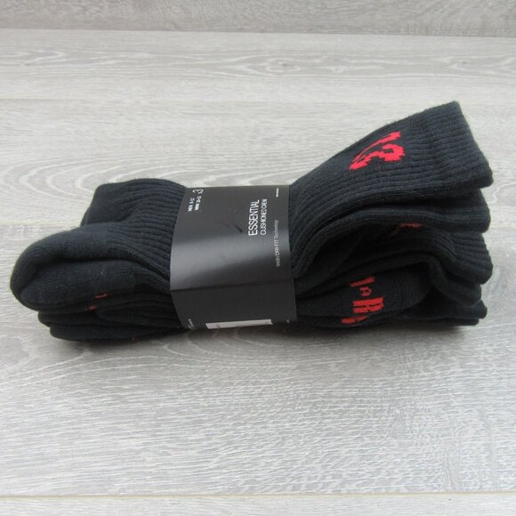 Jordan Essentials Crew Socks (3 Pairs) Mens Size 8-12 Black Red NEW - Picture 6 of 10